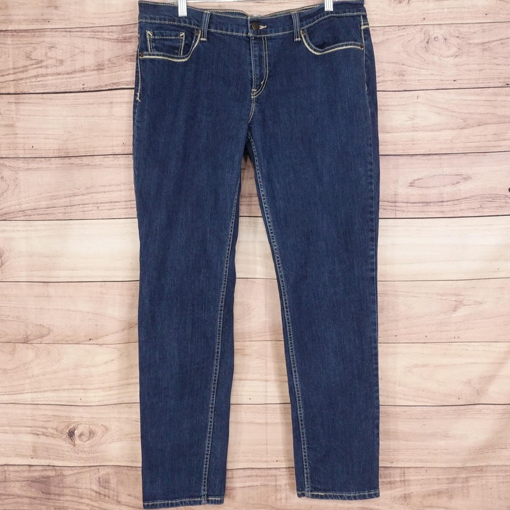 Levi's 524‎ Too Superlow Straight Jeans 12 Blue Wash Stretch 36x30.5
